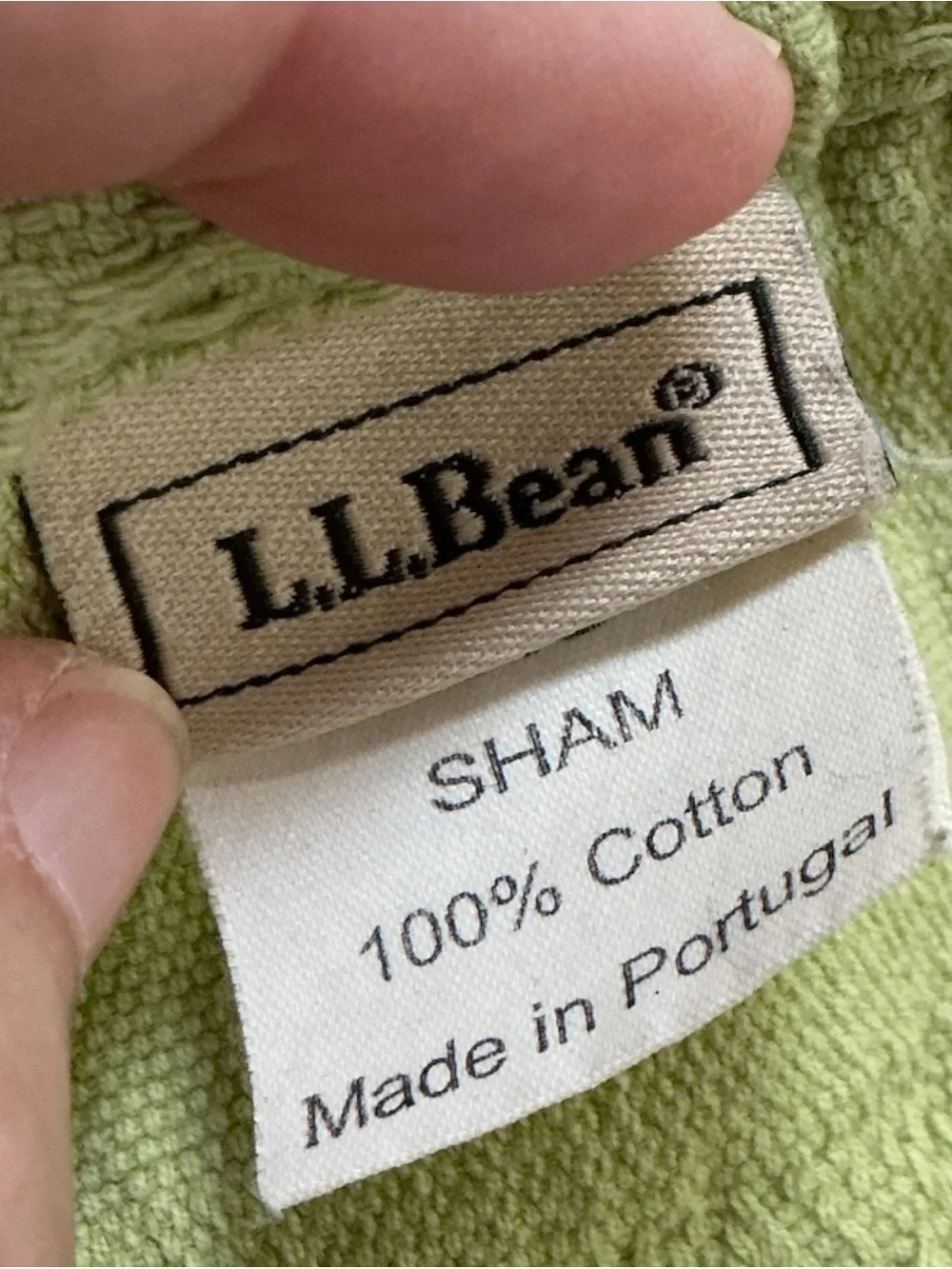 LL Bean Standard 24” X 31” Pillow Shams Textured Stripes Green 100% Cotton
